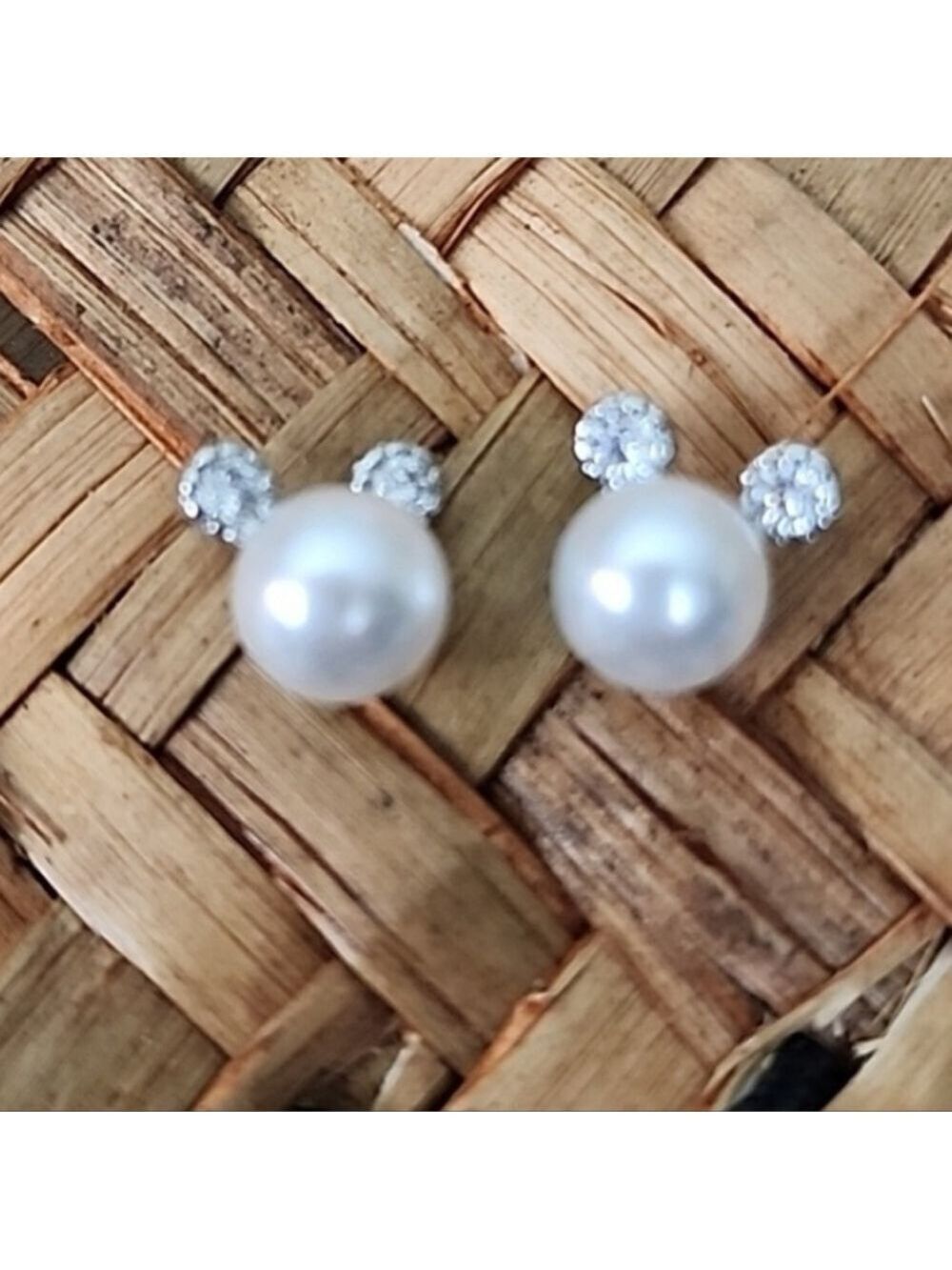 Petite MICKEY Mouse Earrings M Gem Simulated Pearl 925S